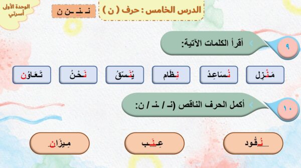 بوربوينت لغتي أول حرف ن